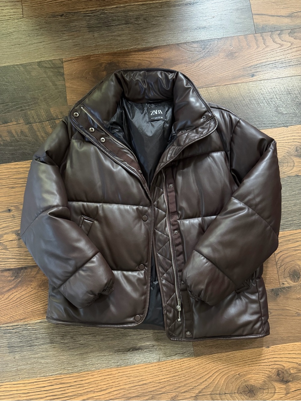 ZARA Dark Brown Quilted Puffer Jacket